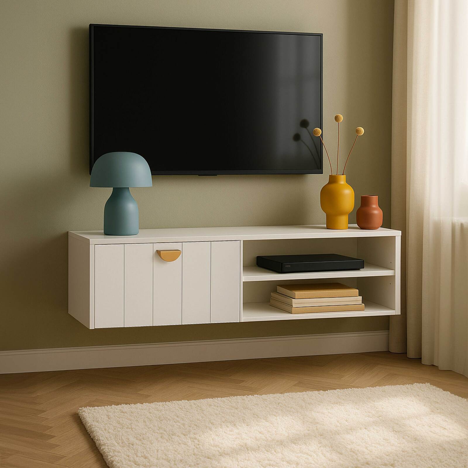 Mueble de TV suspendido 120 cm estilo bohemio 