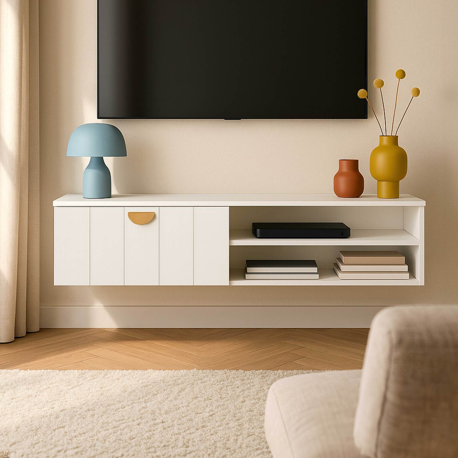 Mueble de TV suspendido 120 cm estilo bohemio 