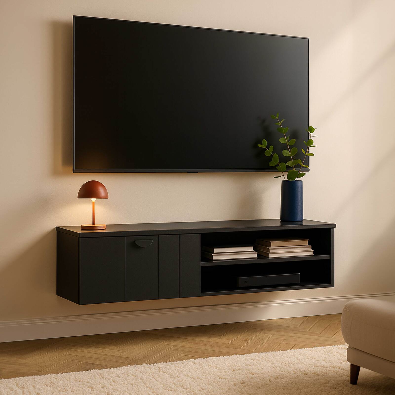 Mueble de TV suspendido 120 cm estilo bohemio 