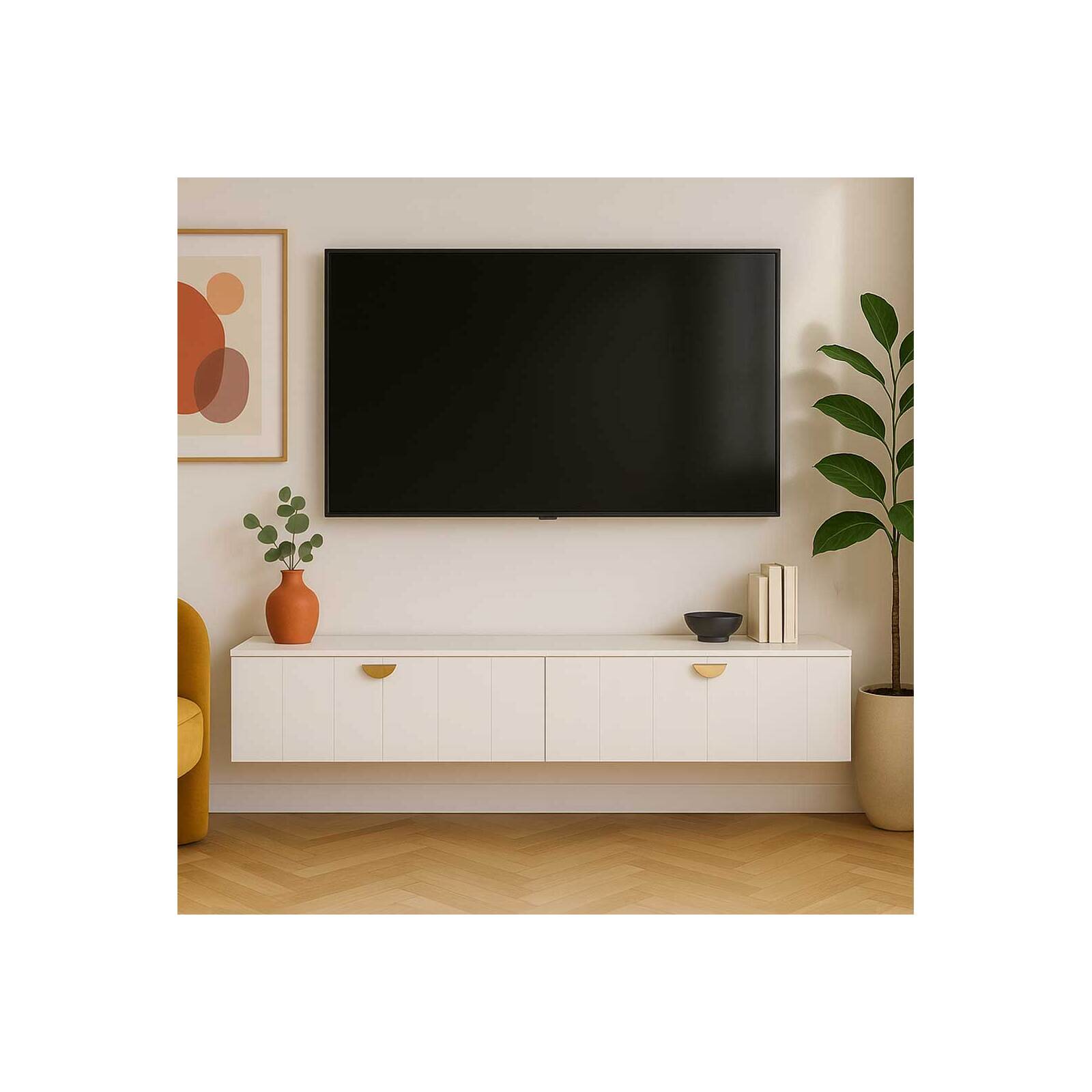 Mueble de TV suspendido 160 cm estilo bohemio 