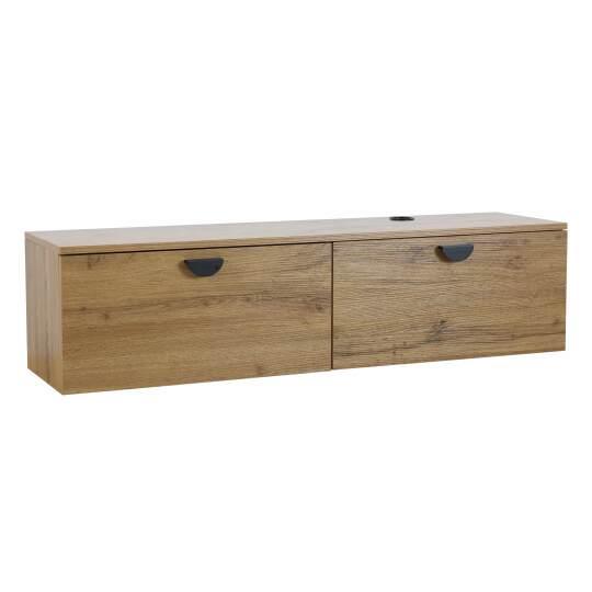Mueble de TV suspendido efecto madera 120 cm estilo industrial | Oviala