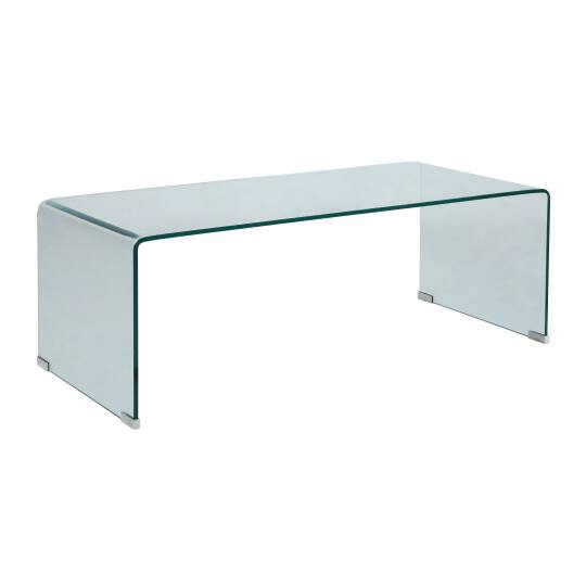 Mesa de centro de cristal templado rectangular 110x50 cm | Oviala