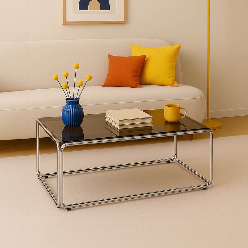 Mesa de centro de cristal templado rectangular 110x50 cm