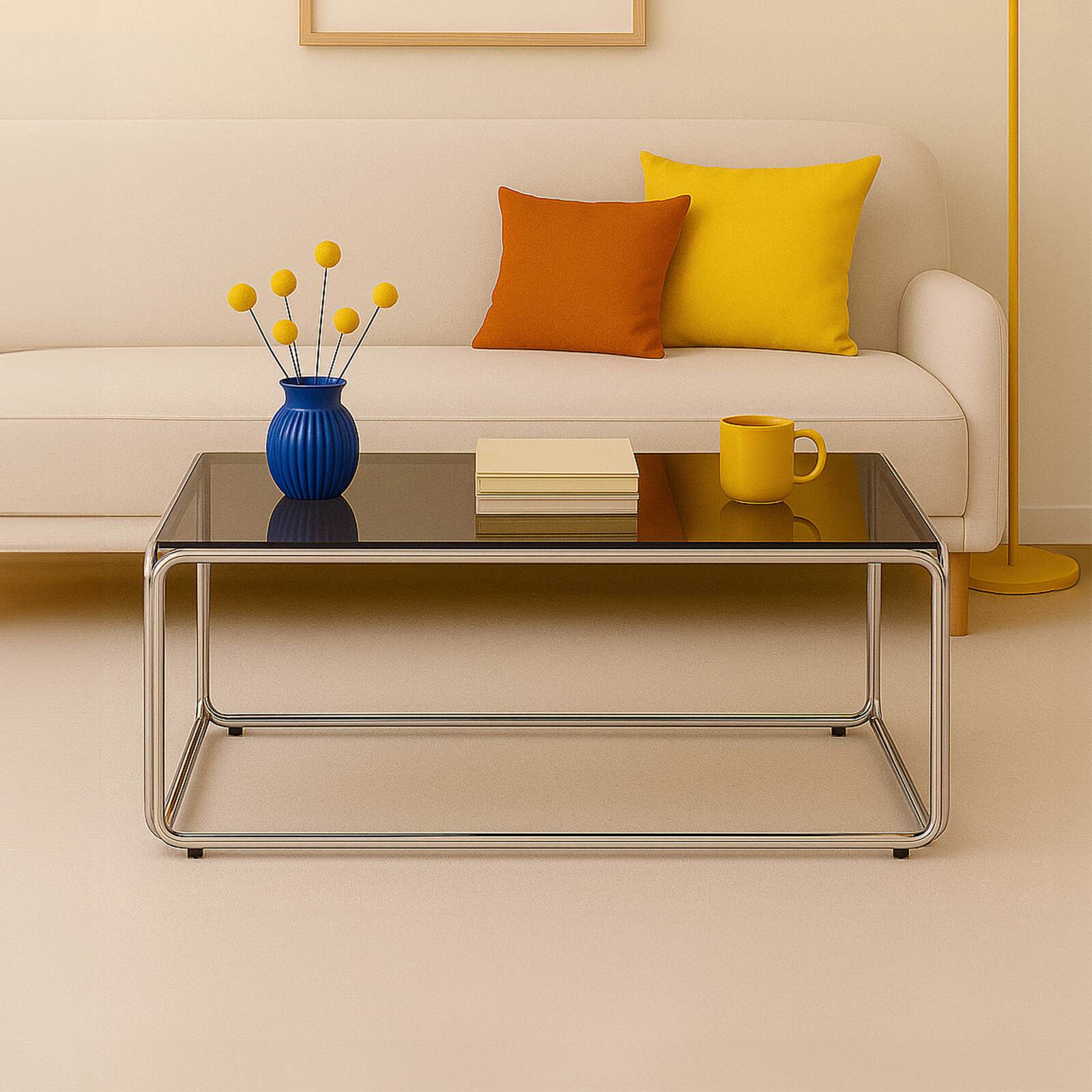 Mesa de centro de cristal templado rectangular 110x50 cm