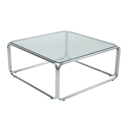 Mesa de centro de cristal templado cuadrada 90x90 cm | Oviala