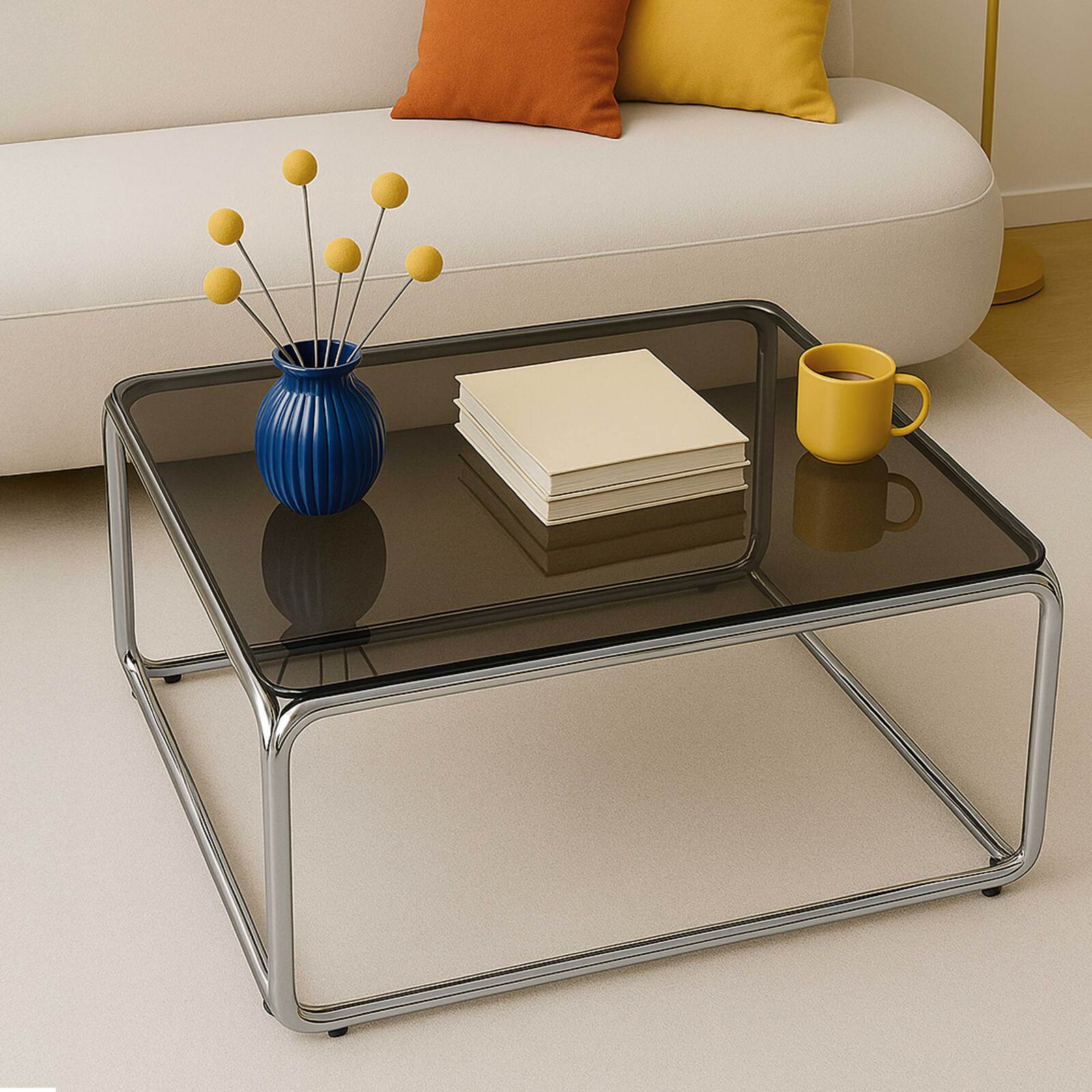 Mesa de centro de cristal templado cuadrada 90x90 cm