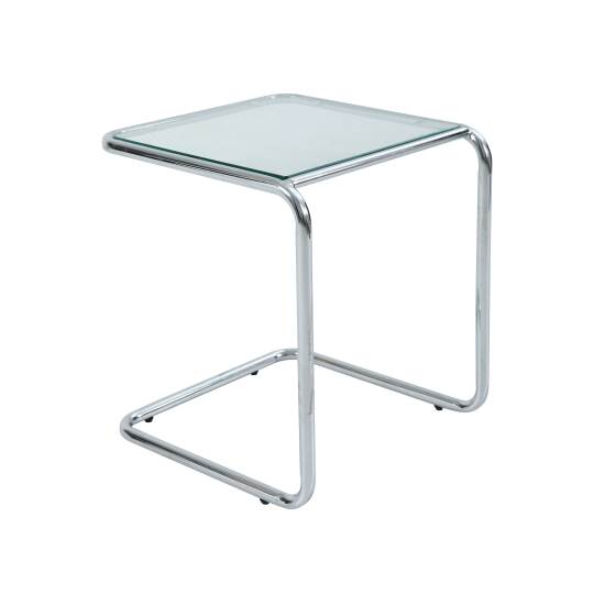 Mesa auxiliar de cristal templado cuadrada 50x46 cm | Oviala