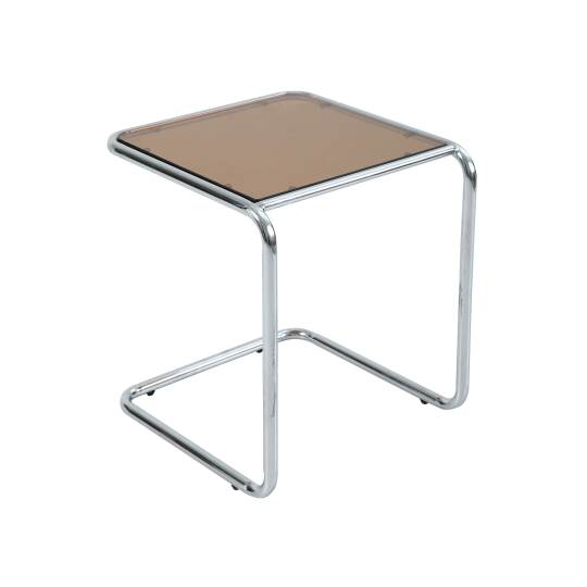 Mesa auxiliar de cristal templado cuadrada 50x46 cm | Oviala