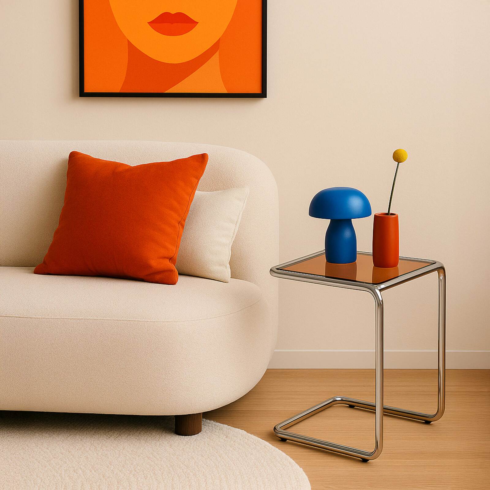 Mesa auxiliar de cristal templado cuadrada 50x46 cm