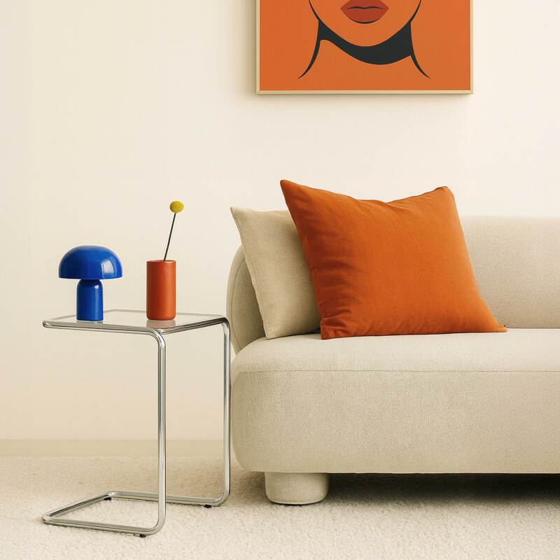 Mesa auxiliar de cristal templado cuadrada 50x46 cm