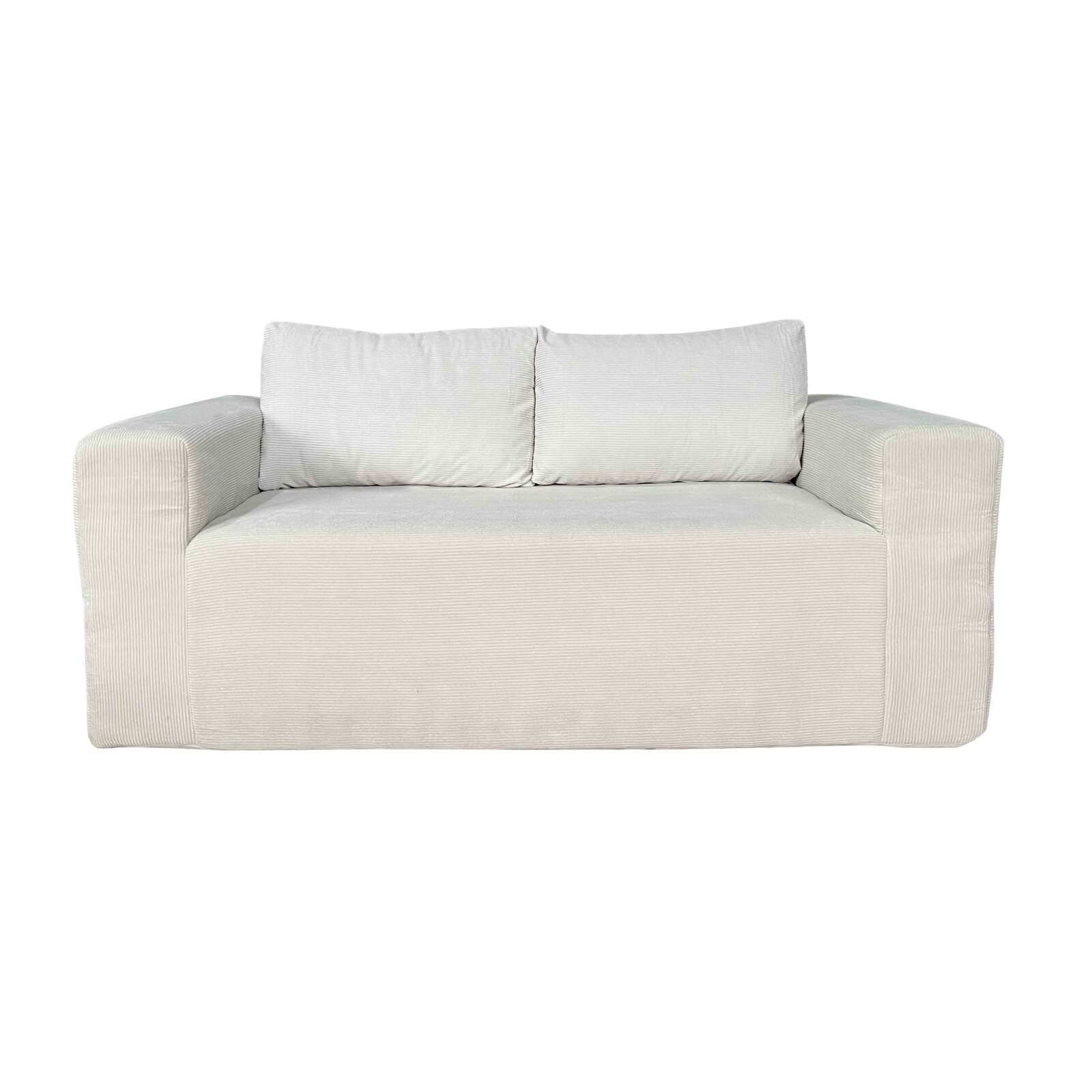 Sofá 2 plazas en tejido acanalado con cojínes