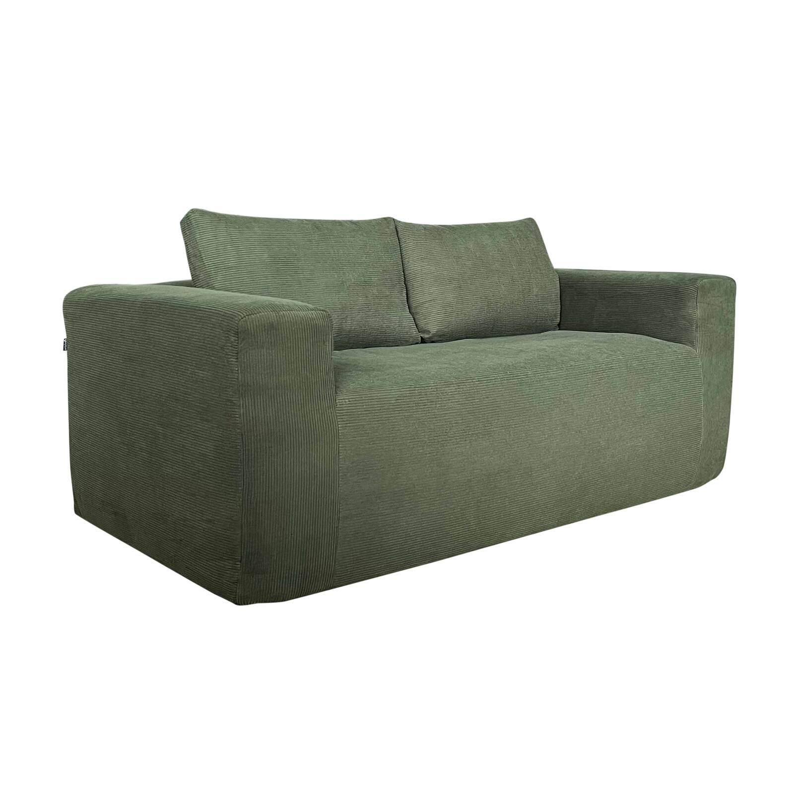 Sofá 2 plazas en tejido acanalado con cojínes