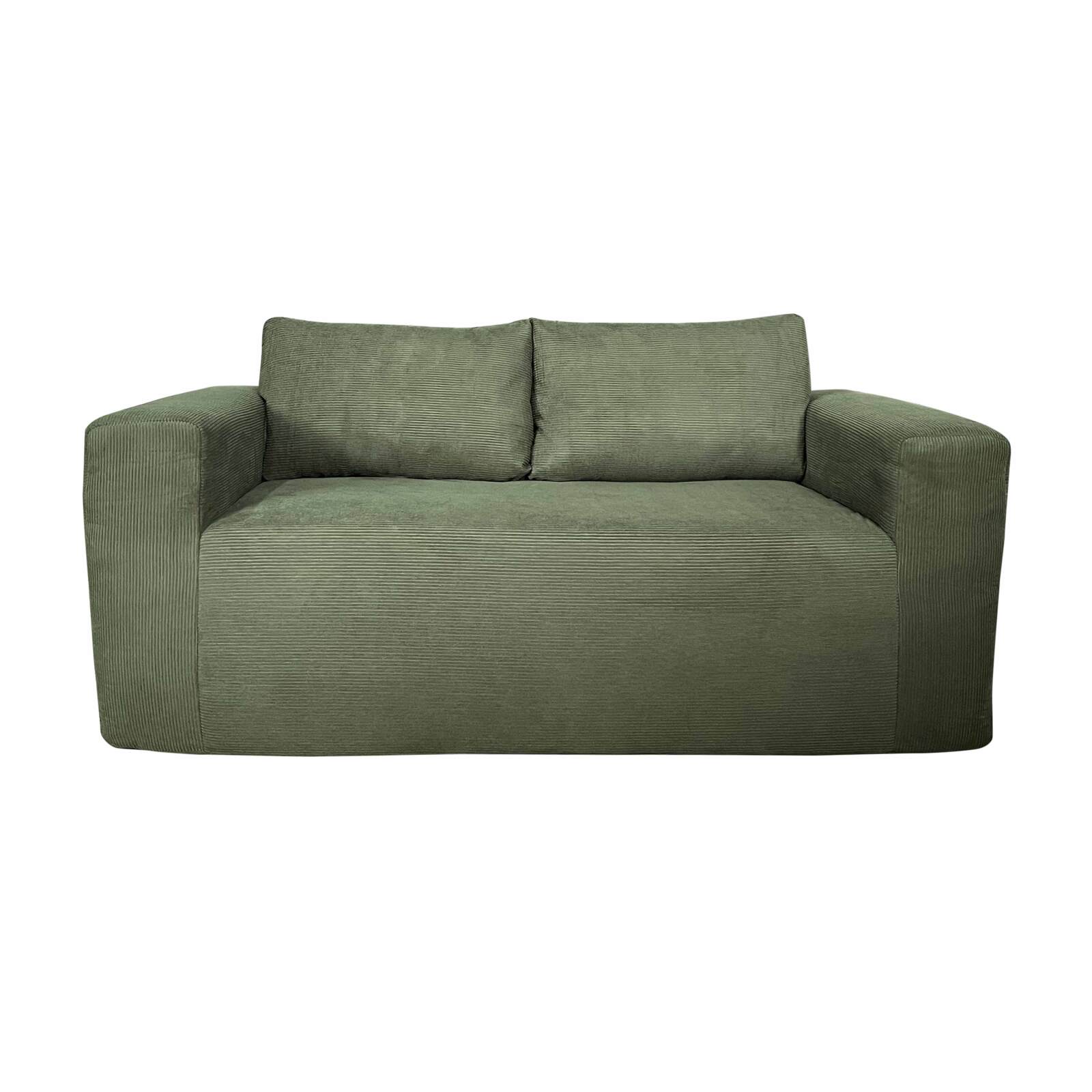 Sofá 2 plazas en tejido acanalado con cojínes