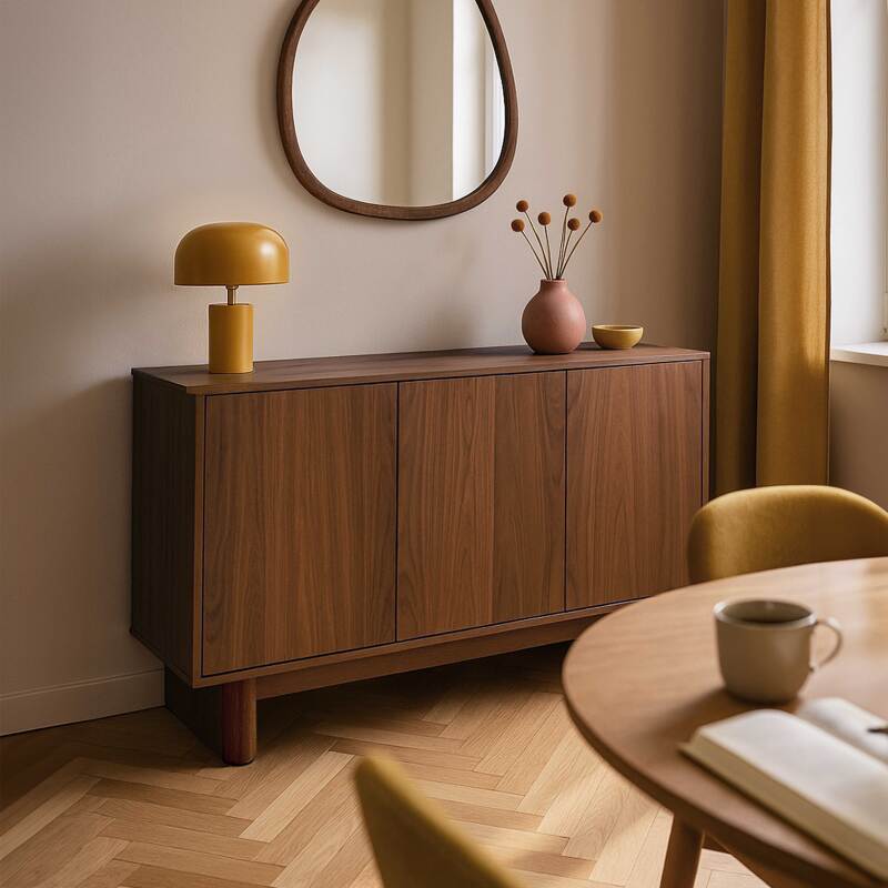 Aparador escandinavo efecto madera 3 puertas 120 cm