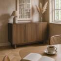 Aparador escandinavo efecto madera 3 puertas 120 cm