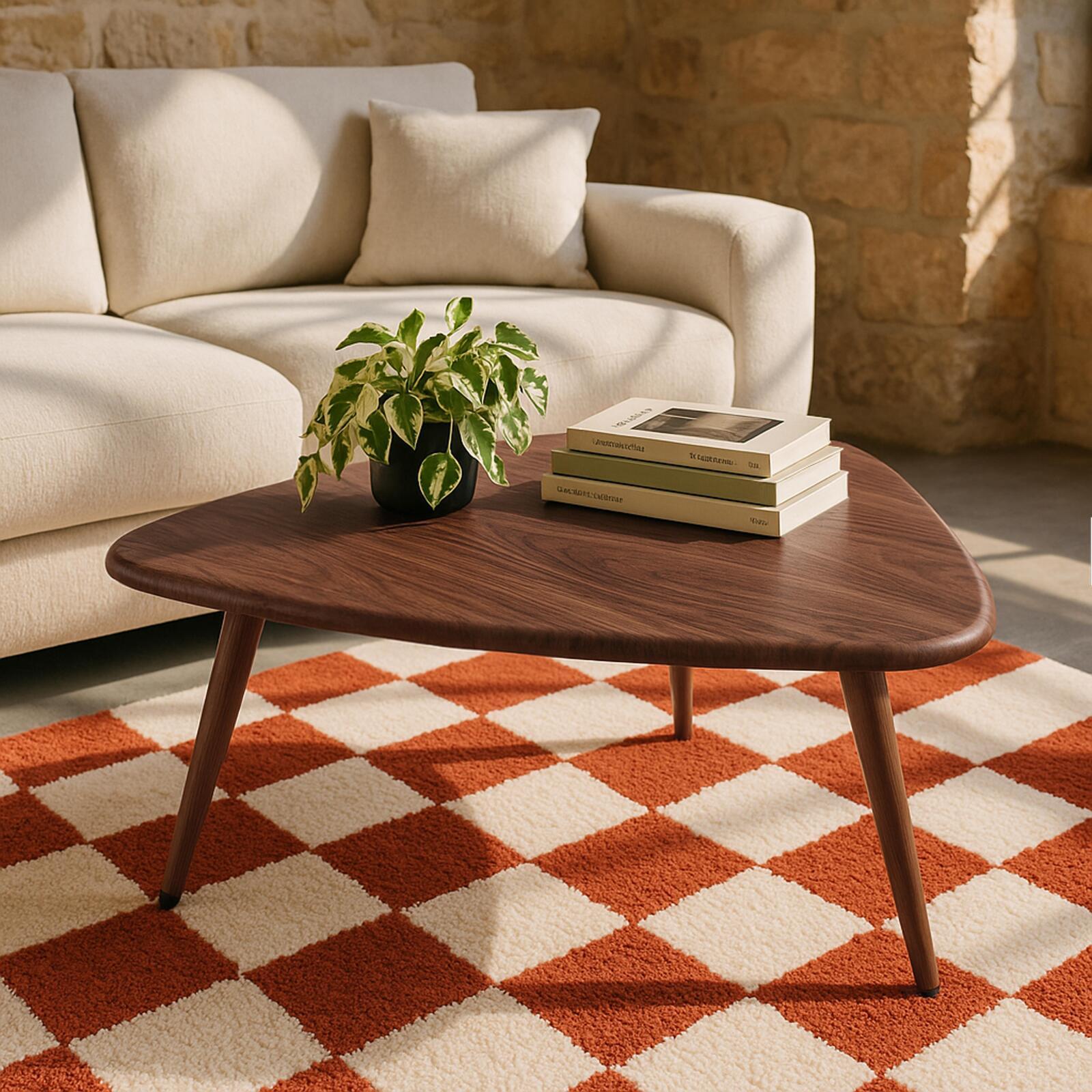 Mesa de centro efecto madera triangular 85x81 cm