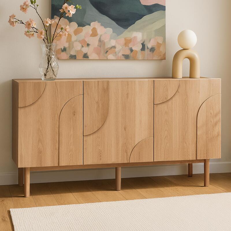 Aparador efecto madera 3 puertas 160 cm