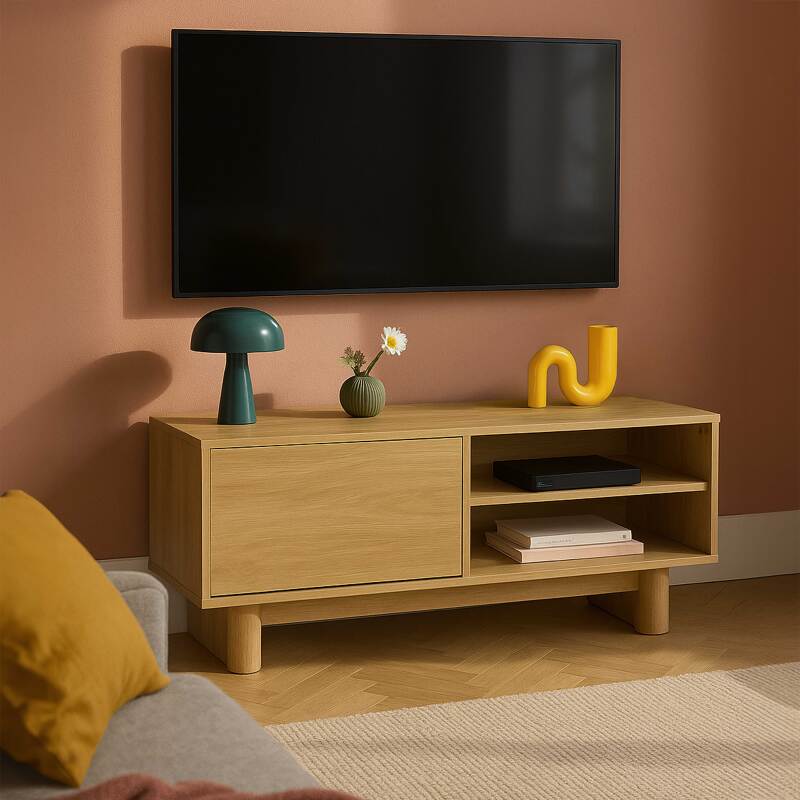 Mueble de TV efecto madera estilo escandinavo 120 cm
