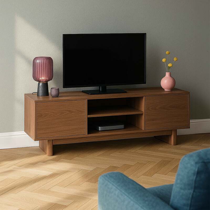 Mueble de TV efecto madera estilo escandinavo 160 cm (5/6)