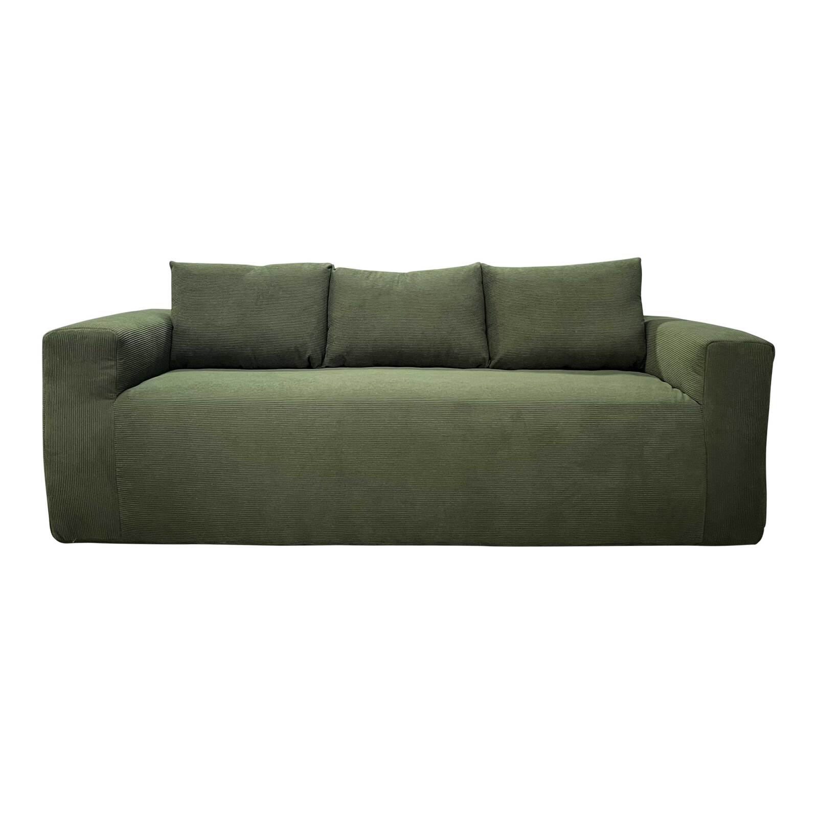 Sofá de 3 plazas en tejido acanalado con cojínes Sofá de 3 plazas en tejido acanalado con cojínes