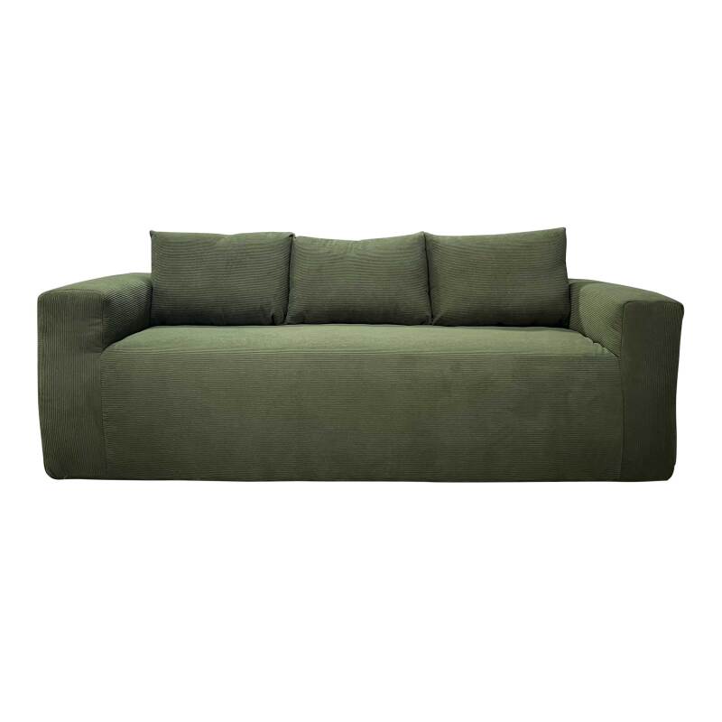 Sofá de 3 plazas en tejido acanalado con cojínes
