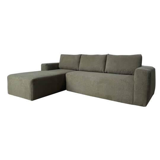 Sofá esquinero 4 plazas en tejido de rizo con chaise longue derecha y cojines
