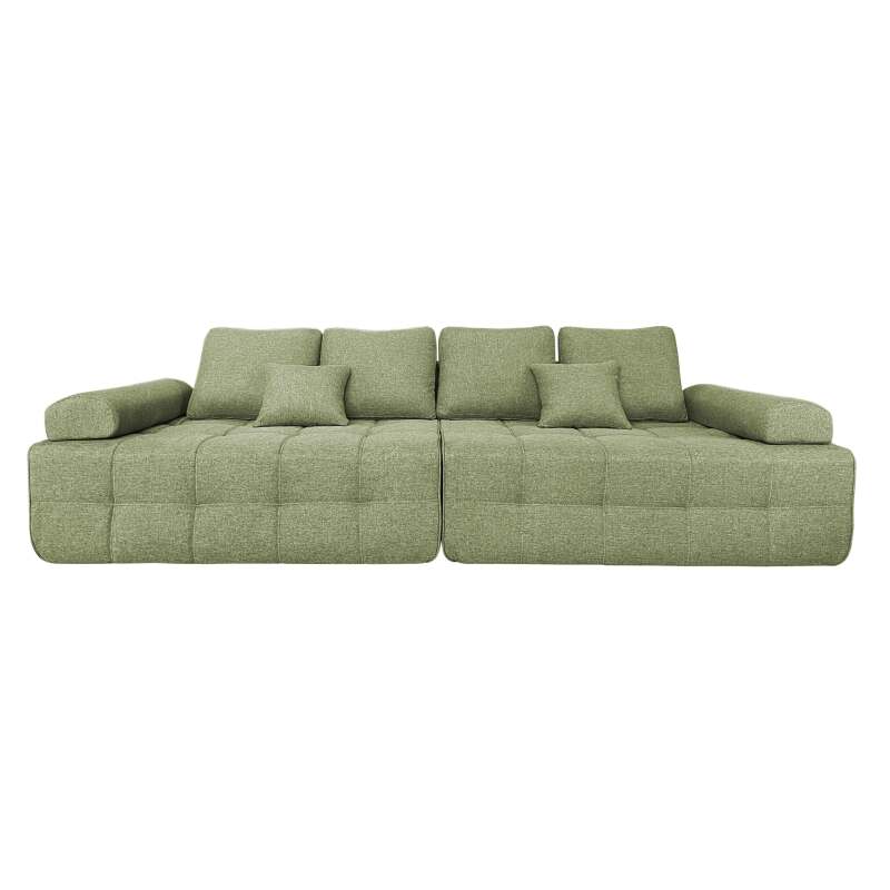 Sofá de 4 plazas de tela con cojines