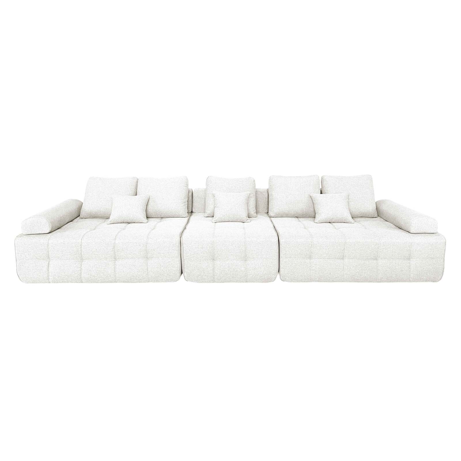 Sofá de 5 plazas de tela con cojines