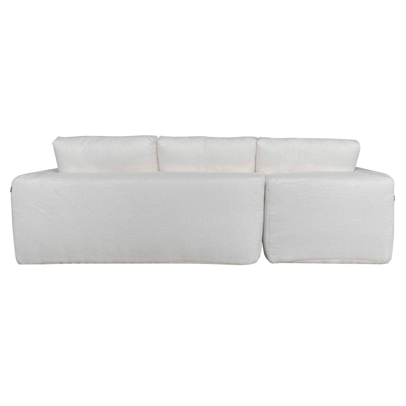 Sofá esquinero de 4 plazas en tejido de rizo con chaise longue izquierda y cojines