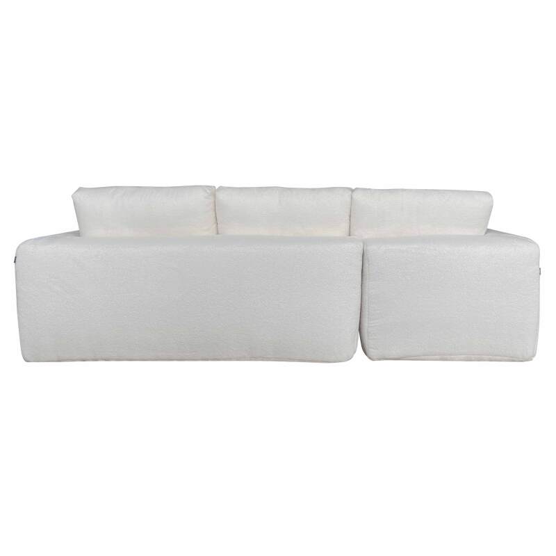 Sofá esquinero de 4 plazas en tejido de rizo con chaise longue izquierda y cojines