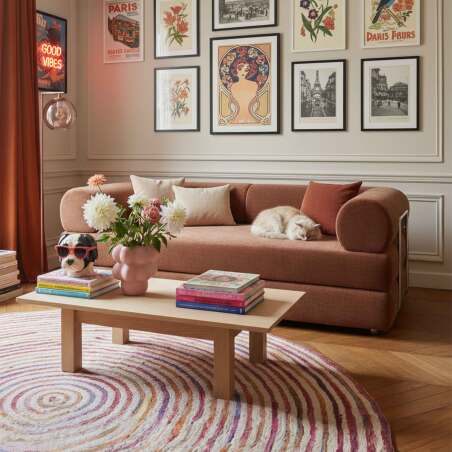 Sofá cama 2 plazas de tela con cojines (7/8)