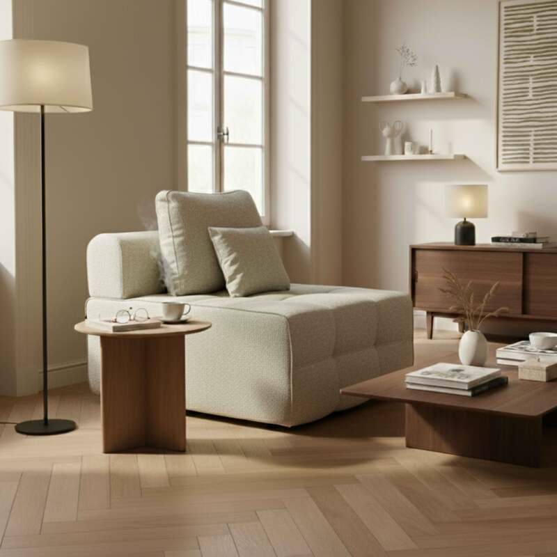 Módulo central de 1 plaza para sofá de tela con cojines