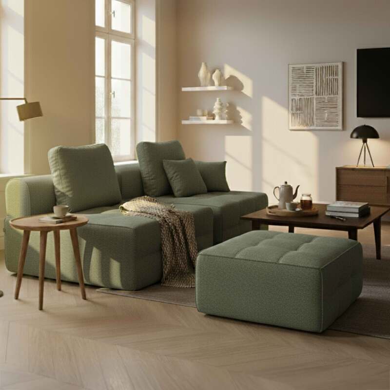 Módulo central de 1 plaza para sofá de tela con cojines (5/7)