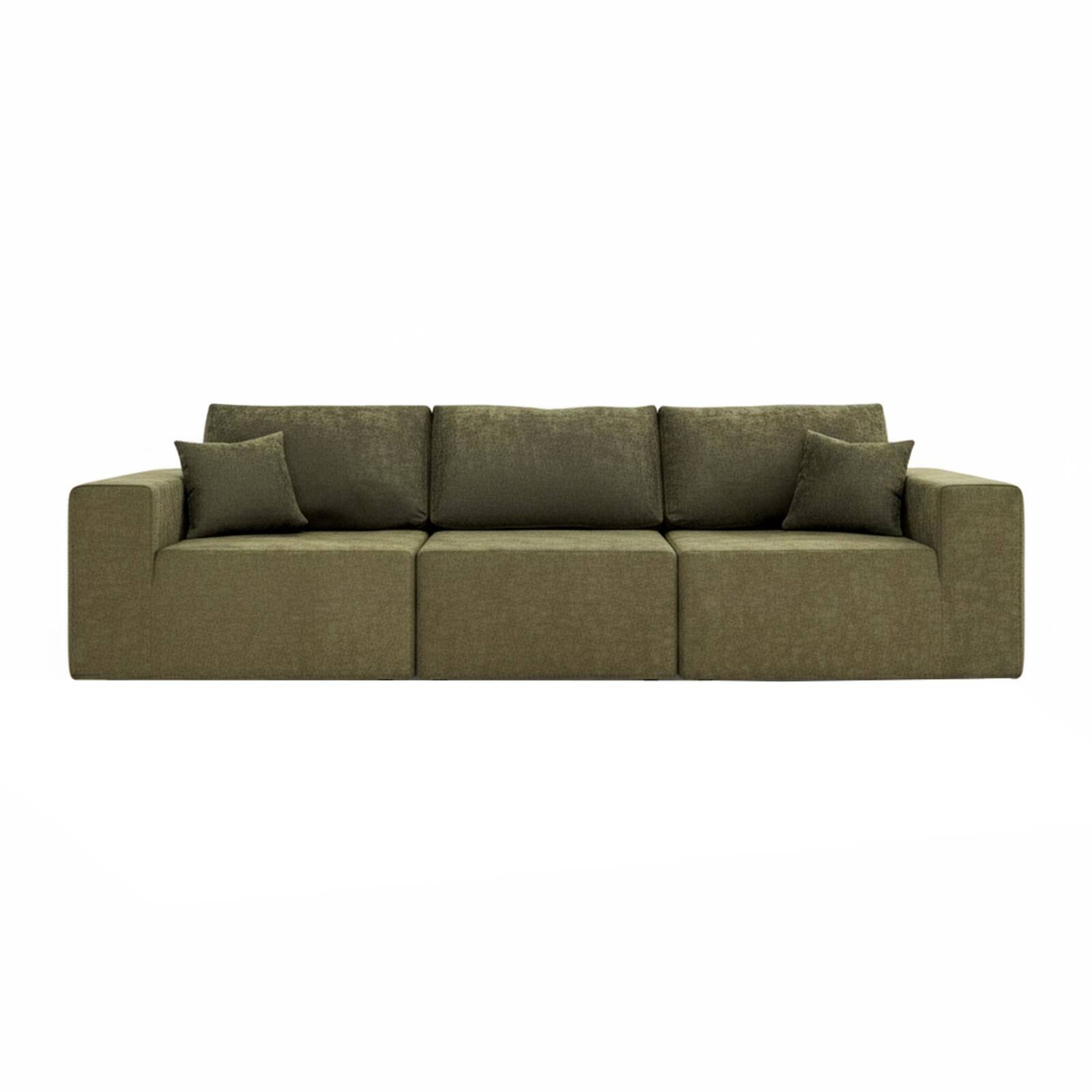 Sofá de 3 plazas de tela con cojines
