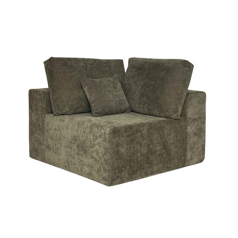 Sofá esquinero de 5 plazas de tela con chaise longue y cojines