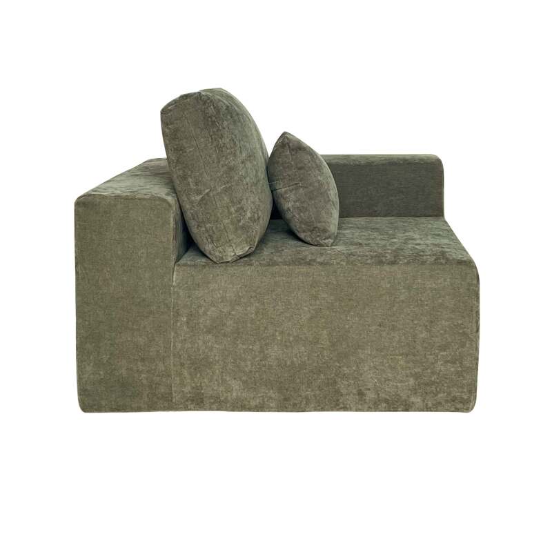 Sofá esquinero de 5 plazas de tela con chaise longue y cojines