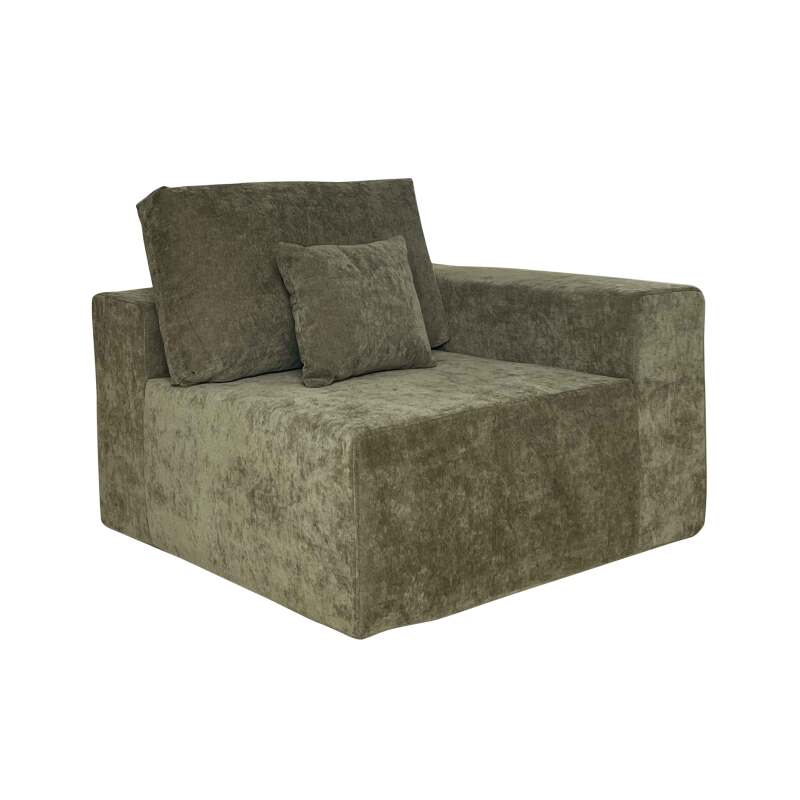 Sofá esquinero de 5 plazas de tela con chaise longue y cojines