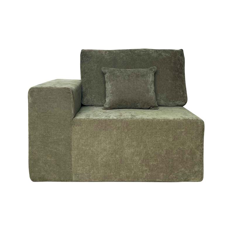 Sofá esquinero de 5 plazas de tela con chaise longue y cojines