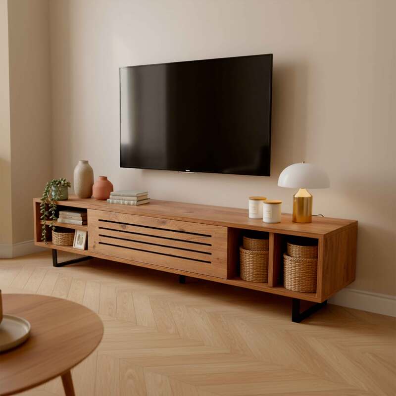 Mueble TV de efecto madera 160 cm