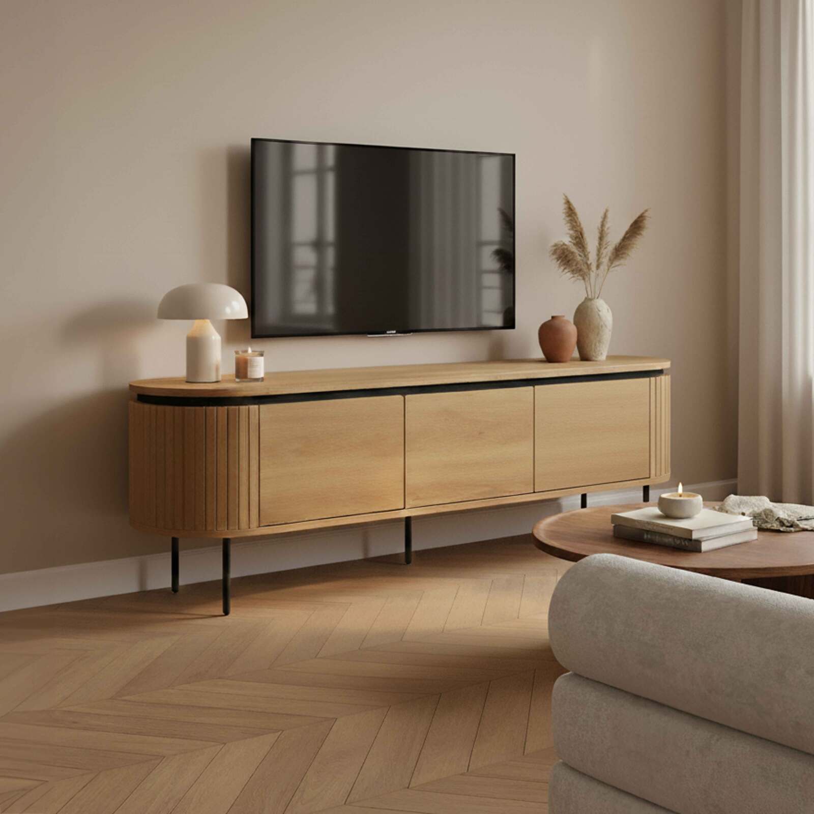 Mueble TV de efecto madera 160 cm