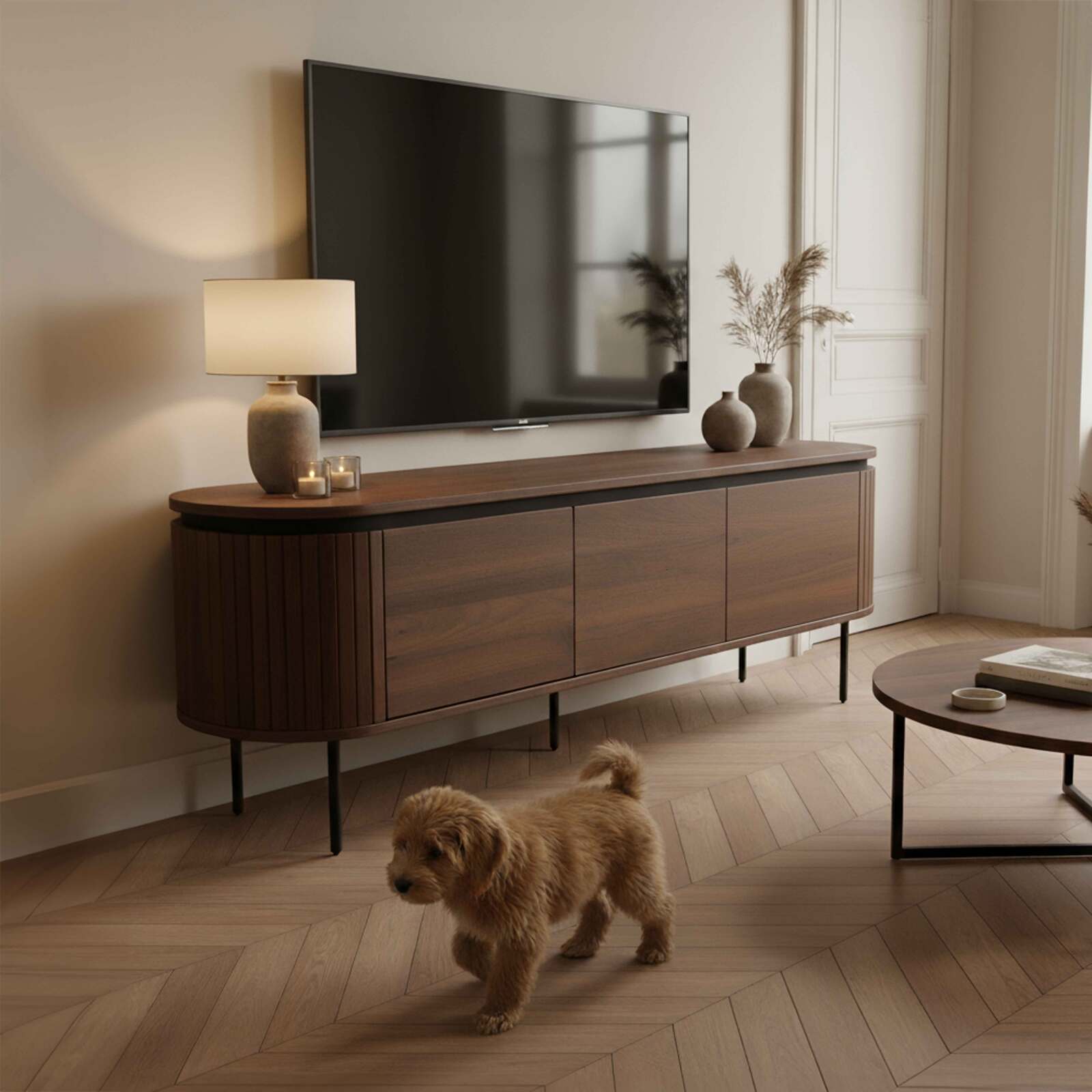 Mueble TV de efecto madera 160 cm