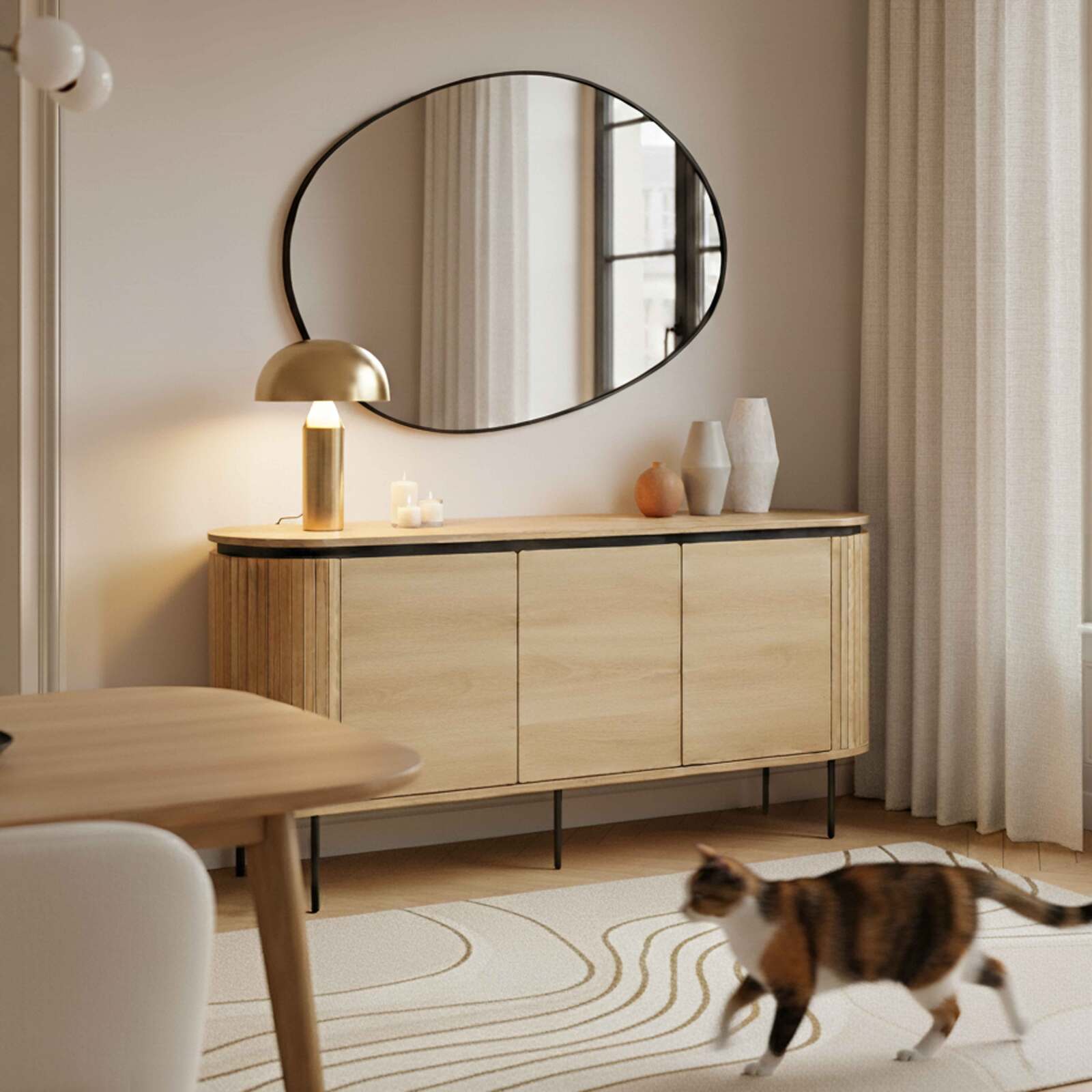 Aparador efecto madera 3 puertas de 160 cm