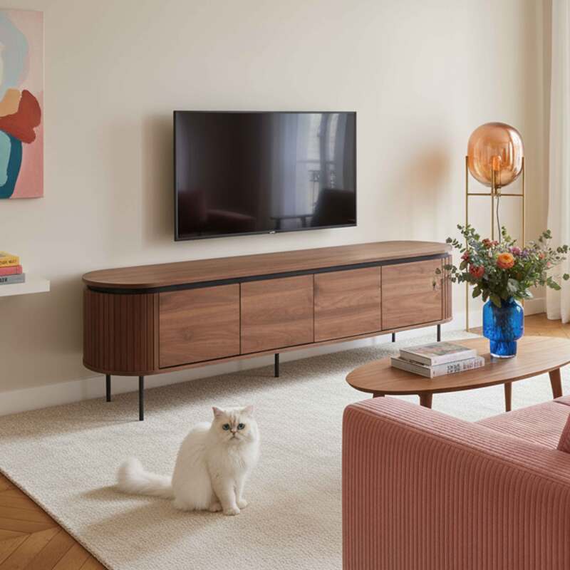 Mueble TV de efecto madera 200 cm