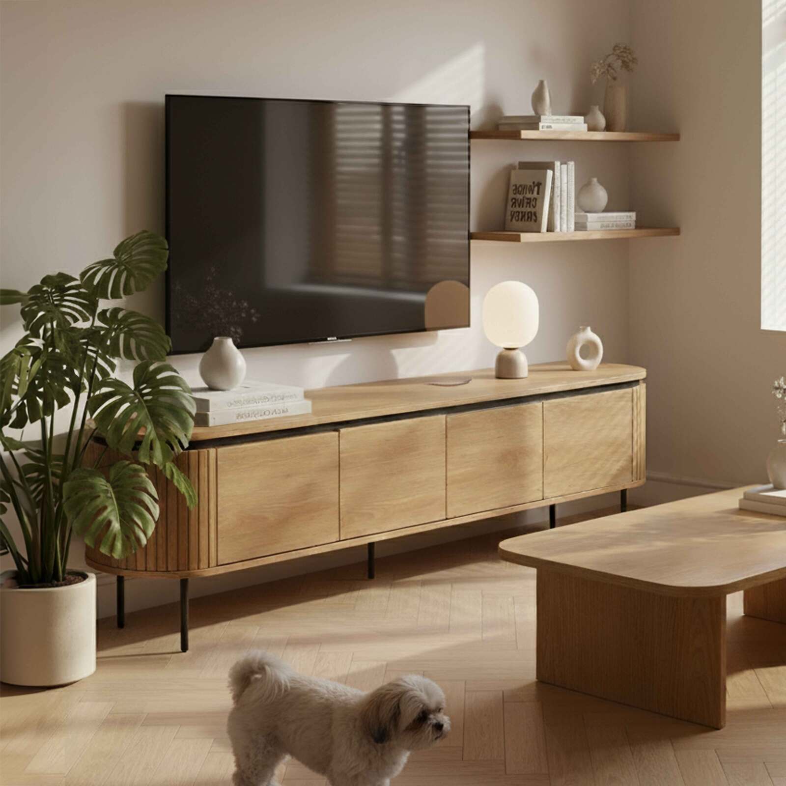 Mueble TV de efecto madera 200 cm