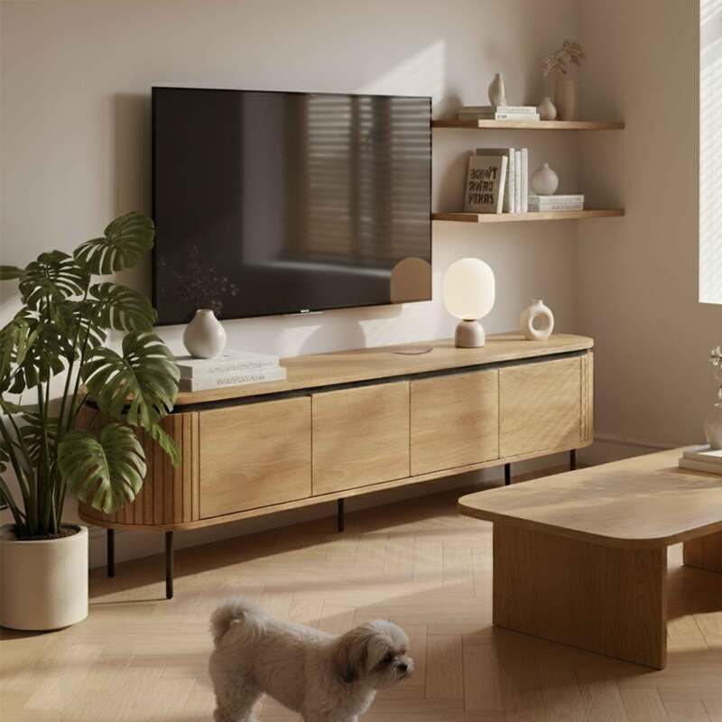 Mueble TV de efecto madera 200 cm (6/7)