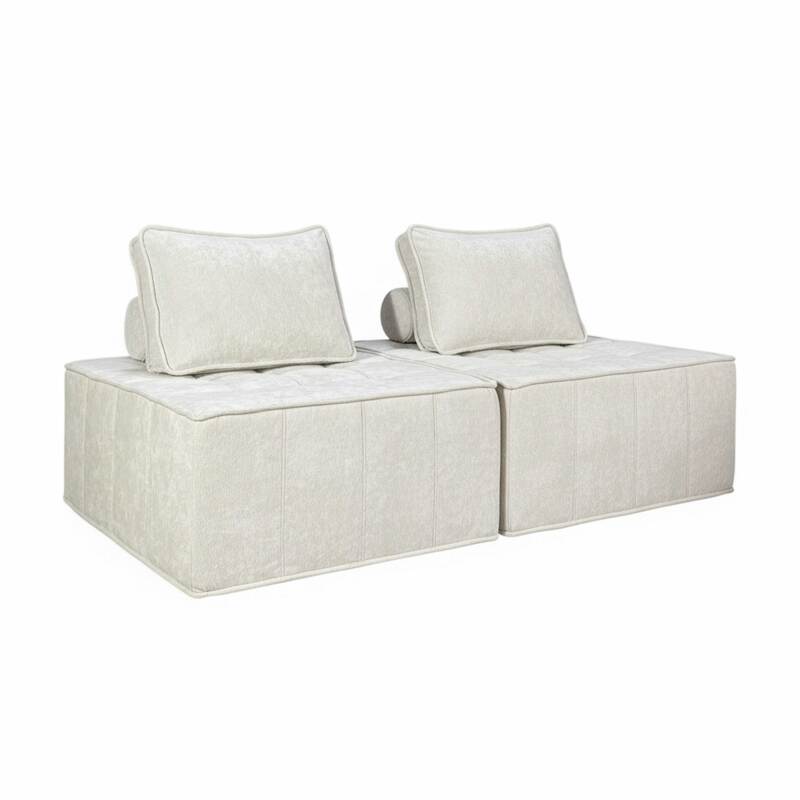 Sofá modular de 2 plazas de tela con cojines