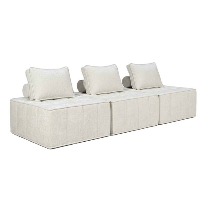 Sofá modular de 3 plazas de tela con cojines