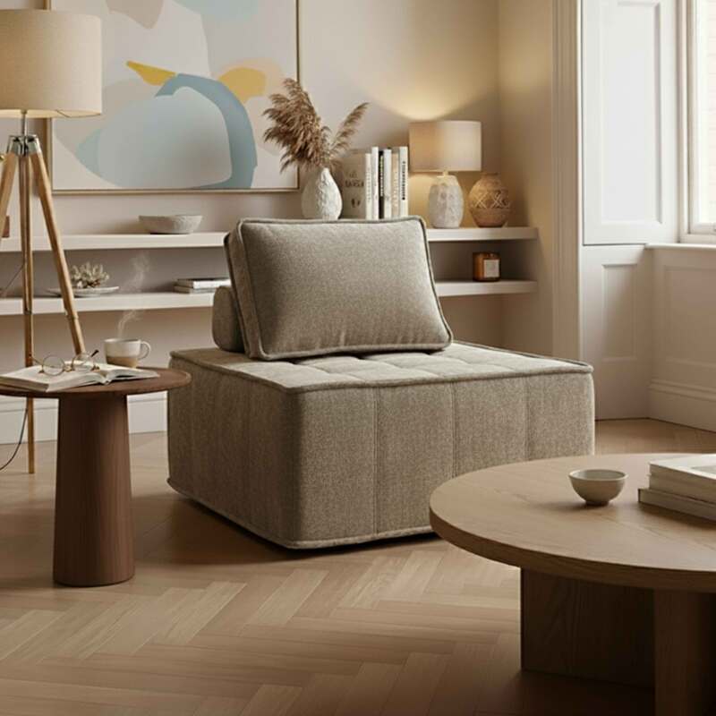 Sillón de tela para sofá modular con cojín