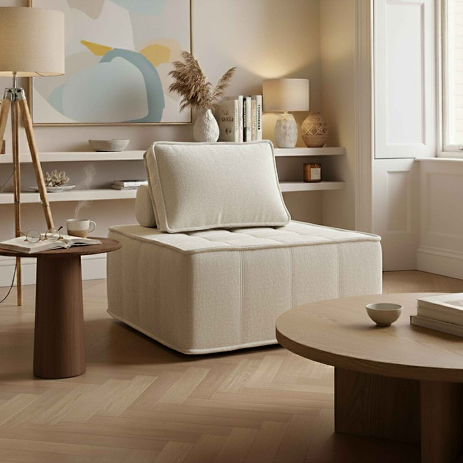 Sillón de tela para sofá modular con cojín