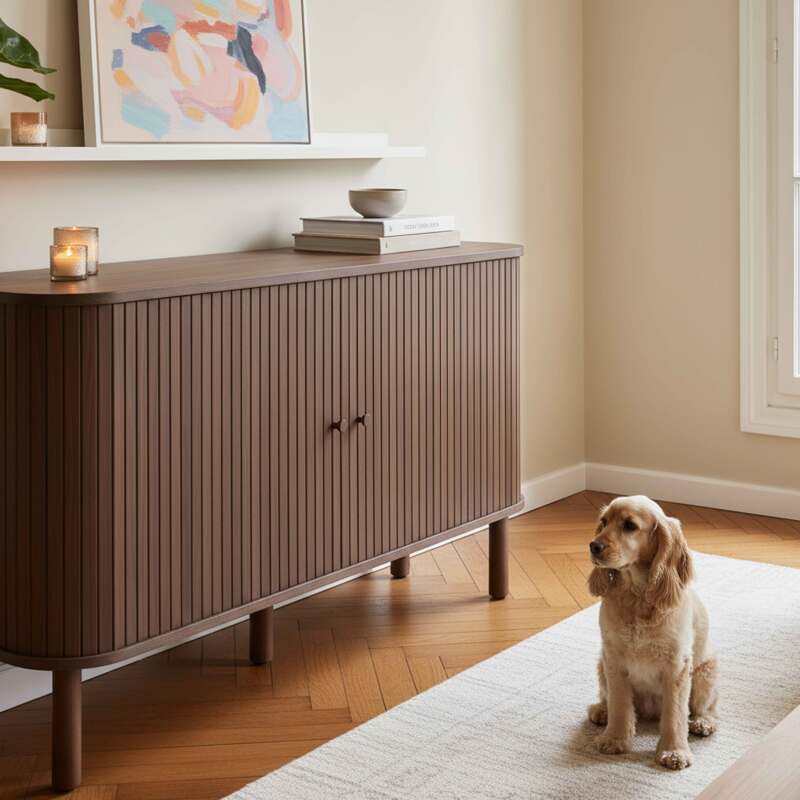 Aparador efecto madera 2 puertas 140 cm estilo boho